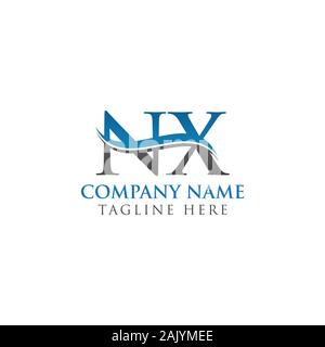 Initial Letter NX Logo Design Vector Template. NX Letter Logo Design Stock Vector