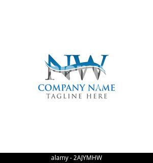 Initial Letter NW Logo Design Vector Template. NW Letter Logo Design Stock Vector