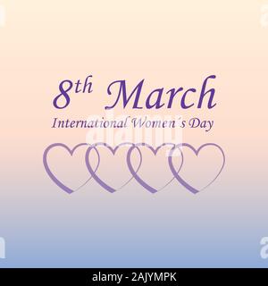international womens day on 8th march purple typography with heart vector illustration EPS10 Stock Vector
