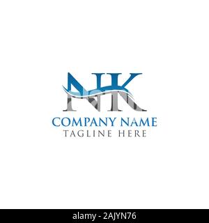 Swoosh Letter Nk Logo Design For Business And Company Identity Water Wave Nk Logo With Modern Trendy Stock Vector Image Art Alamy