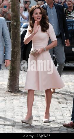 Historical images of Kate Middleton, The Duchess of Cambridge visiting Truro, Cornwall, UK Stock Photo