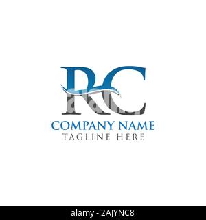 Initial Letter RC Logo Design Vector Template. RC Letter Logo Design Stock Vector