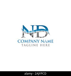Initial Letter ND Logo Design Vector Template. ND Letter Logo Design Stock Vector