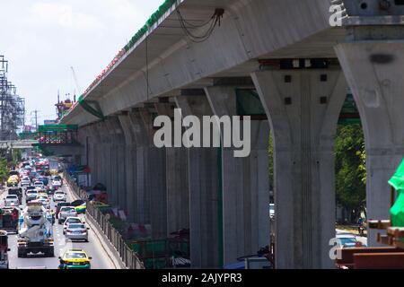 Bangkok Thailand, 2014 August 24 : Bangkok Mass Rapid Transit-Green Line Extension, Thailand, Bearing-Samutprakar section of the MRT Green Line projec Stock Photo