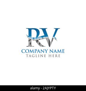 Initial Letter RV Logo Design Vector Template. RV Letter Logo Design Stock Vector