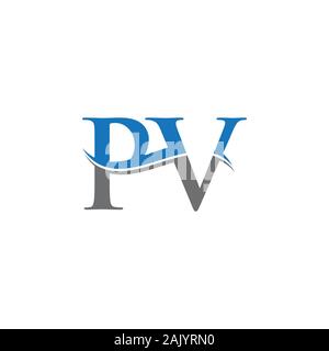 Initial Letter PV Logo Design Vector Template. PV Letter Logo Design Stock Vector