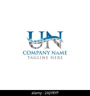 Initial Letter UN Logo Design Vector Template. UN Letter Logo Design Stock Vector
