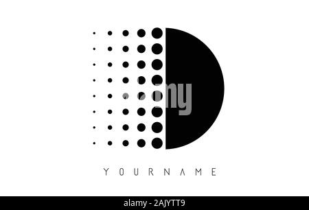 D Black Dotted Letter Logo Design. Dotted shape logotype. Stock Vector