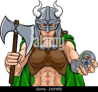 Spartan Trojan Female Warrior Gamer Woman Stock Vector