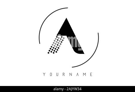 A Black Dotted Letter Logo Design with a circular rounded Frame. Stock Vector