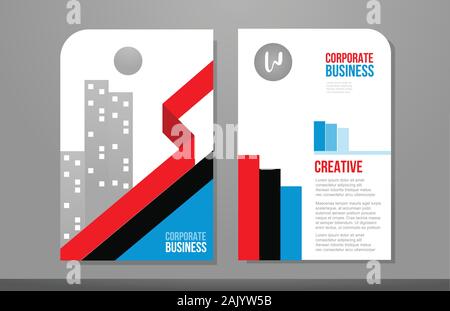 red blue black business brochure design template or flyer poster layout template. Suitable as corporate or advertising material Stock Vector