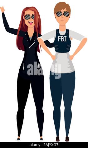 young women fbi agent and rude girl Stock Vector