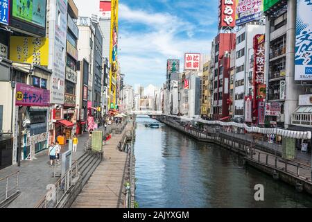 Osaka,Japan, Asia - September 2, 2019 : View of Tombori Riverwalk Stock Photo