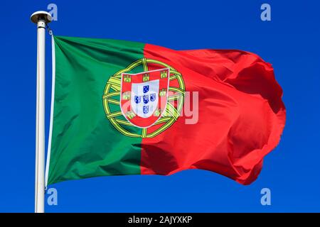 National Flag of Portugal, Lisbon, Portugal Stock Photo