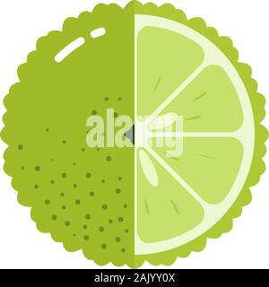 Bergamot fruit sphere with half slice logo, flat icon design template ...