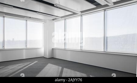 empty office with white walls and panoramic view window Stock Photo