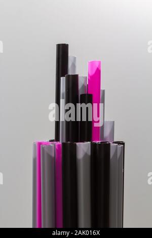 colorful drinking straws in different lengths Stock Photo