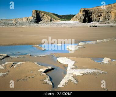 Nash Point at low tide, Glamorgan Heritage Coast, Vale of Glamorgan, South Wales, United Kingdom. Stock Photo