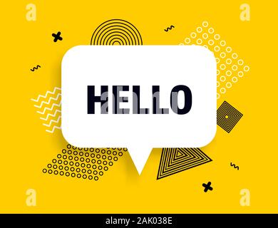 Hello speech bubble banner pop art memphis style Stock Vector