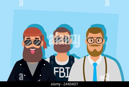 group of big men characters Stock Vector