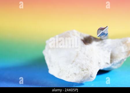 Stone drill with point for drilling in natural stone and concrete photographed in the studio Stock Photo