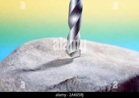 Stone drill with point for drilling in natural stone and concrete photographed in the studio Stock Photo