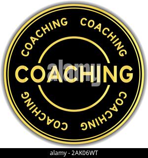 Gold color coaching word round sticker on white background Stock Vector
