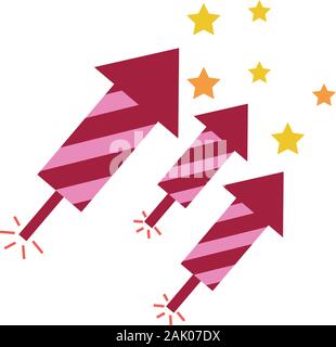 firework rockets flat style icons Stock Vector