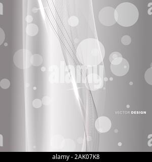 Abstract background with shiny waves and bokeh light. Vector illustration of a bright design Stock Vector