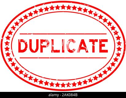 Grunge red duplicate word oval rubber seal stamp on white background Stock Vector
