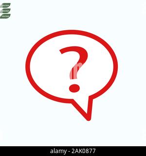 Red Chat, question icon. One of set web icons eps 10 Stock Vector