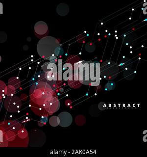 Abstract digital technology black background. lines and points connected. vector design illustration. Stock Vector