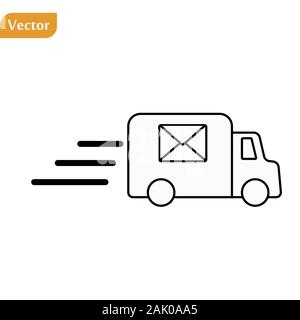 Fast shipping delivery truck. Set of Line icons. Vector illustration for apps and websites Stock Vector