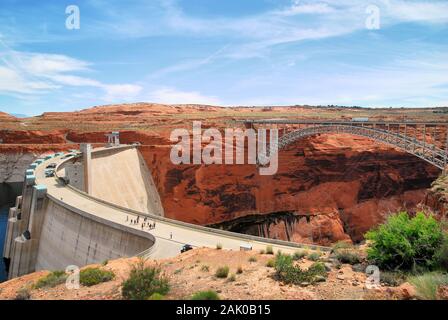 The bridge and dam over the Colorado River near Page, Arizona Stock Photo