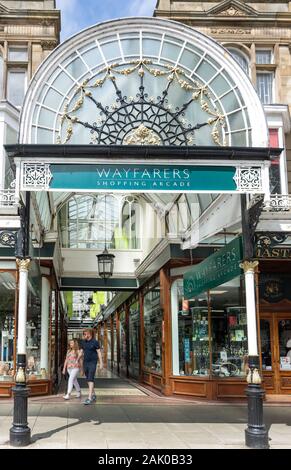 Entrance to Wayfarers Shopping Arcade, Lord Street, Southport, Merseyside, England, United Kingdom Stock Photo