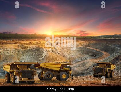 Big dump truck loading for transport minerals gold,Mining industrial at Thailand Stock Photo