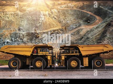 Big dump truck loading for transport minerals gold,Mining industrial at Thailand Stock Photo