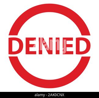 An denied red rubber ink stamp set over a white background Stock Vector