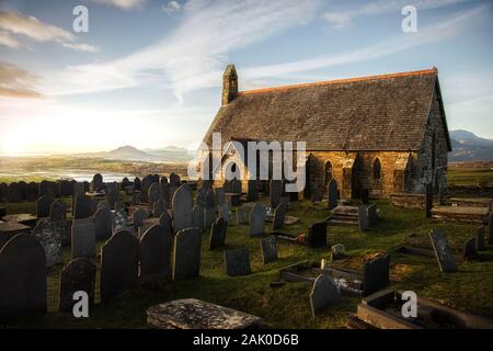 Saint Tecwyn's Church in Snowdonia National Park, Wales, UK Stock Photo