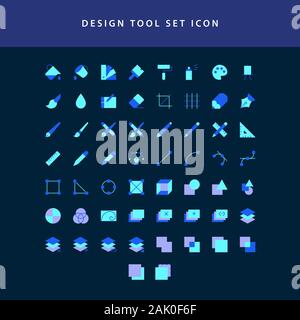 vector illustration icons set of graphic designer items and tools  flat style design icon set Stock Vector