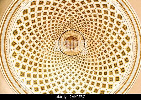 The third-largest dome in the world with an abstract pattern in pastel colors located in Basilica of the Assumption of Our Lady. Stock Photo