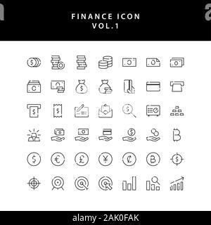 Business and finance icon outline set vol 1 Stock Vector