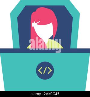 Website code and girl design, Programming web designer technology ...