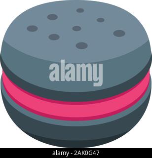 Berry macaroon icon, isometric style Stock Vector