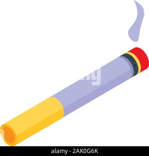 Burning cigarette icon, isometric style Stock Vector