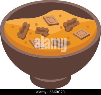 Muesli bowl icon, isometric style Stock Vector