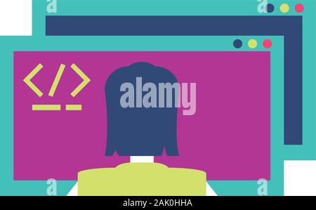 Website code and girl design, Programming web designer technology ...