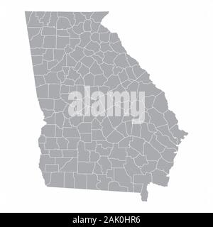 A gray map of Georgia counties isolated on white background Stock Vector