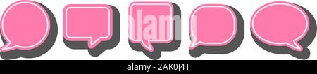 set of pink comic speech bubbles isolated on white background vector illustration Stock Vector