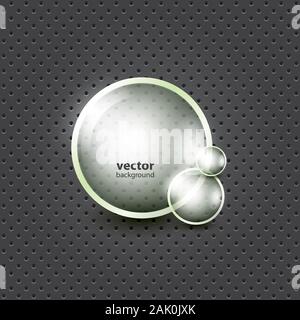 Abstract Circular Glossy Speech Bubble Concept on Perforated Metallic Surface Background - Illustration Template in Freely Editable Vector Format Stock Vector